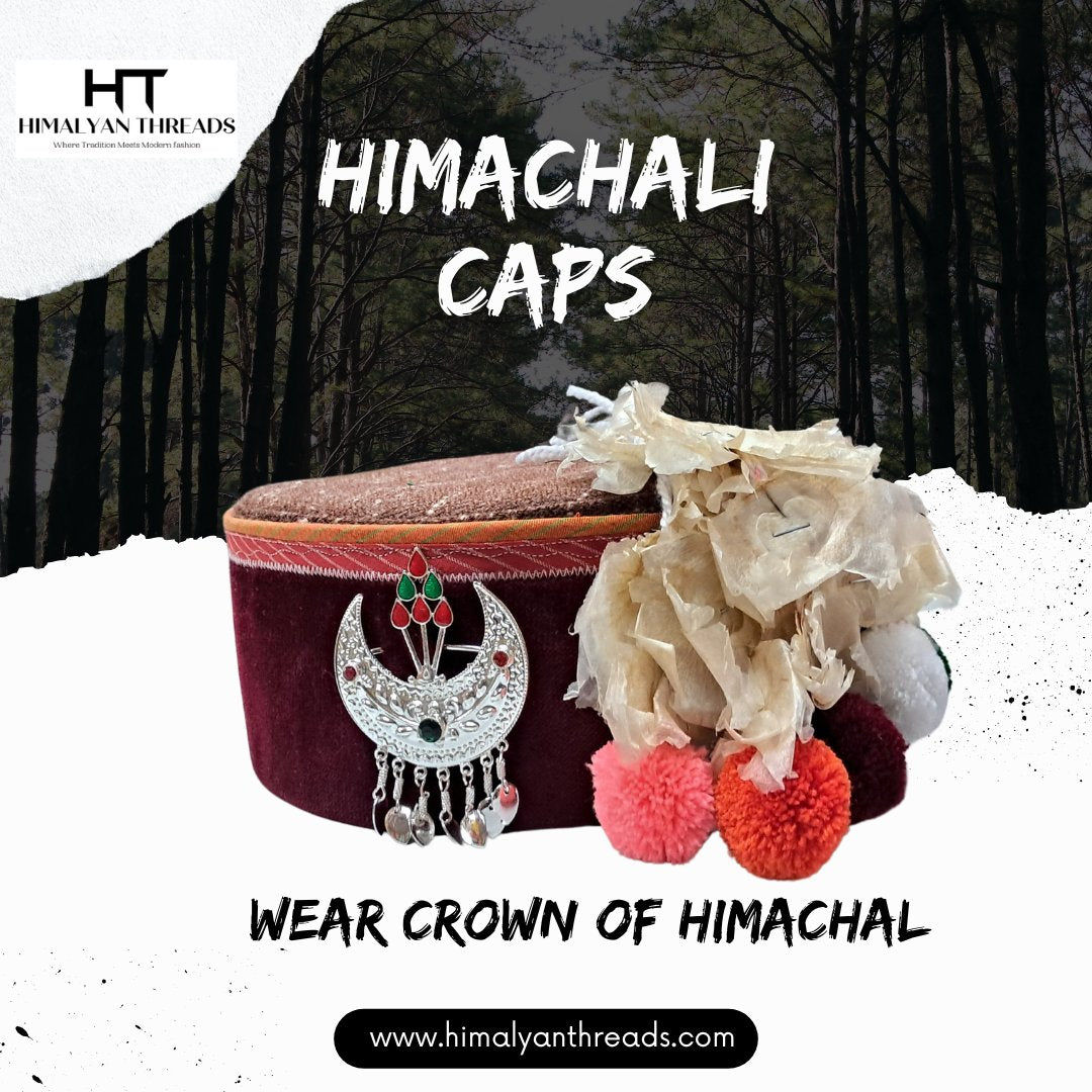 Himachali Caps Combo With Chand And Flower