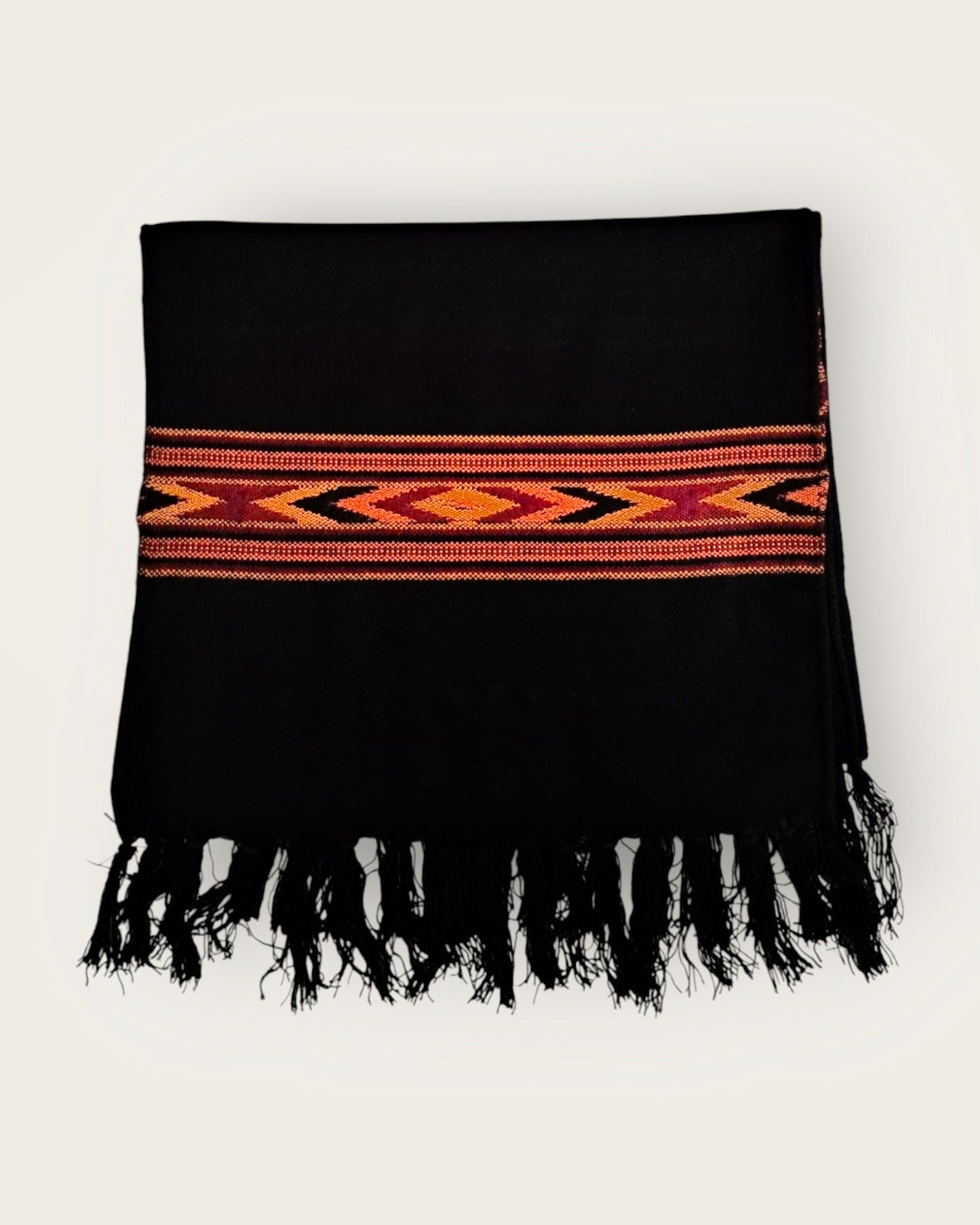 Kullu Patti Black Wool Muffler – Luxuriously Handcrafted with Authentic Traditional Himachali Designs, Offering Ultimate Warmth, Comfort, and Timeless Elegance for the Modern Wardrobe by Himalyan Threads