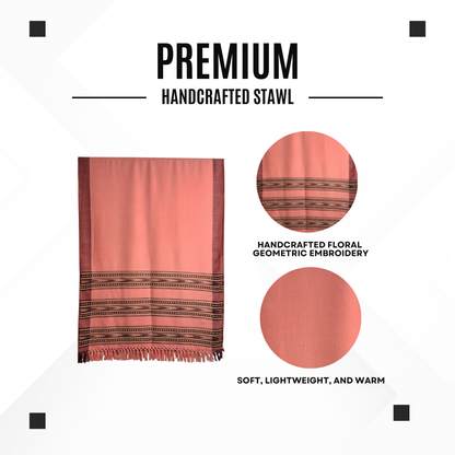 Premium Kullu Stole - 100% With Red Kullu Border