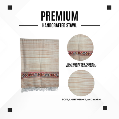 Premium Kullu Stole - 100% With Handcrafted Border