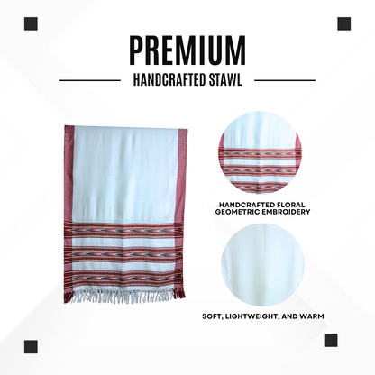 Premium Kullu Stole - 100% With Red Kullu Border