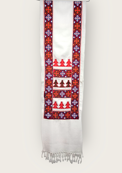 Himalyan Threads Unisex Kinnauri Kadhai Muffler – Handwoven Wool Scarf with Traditional Design.