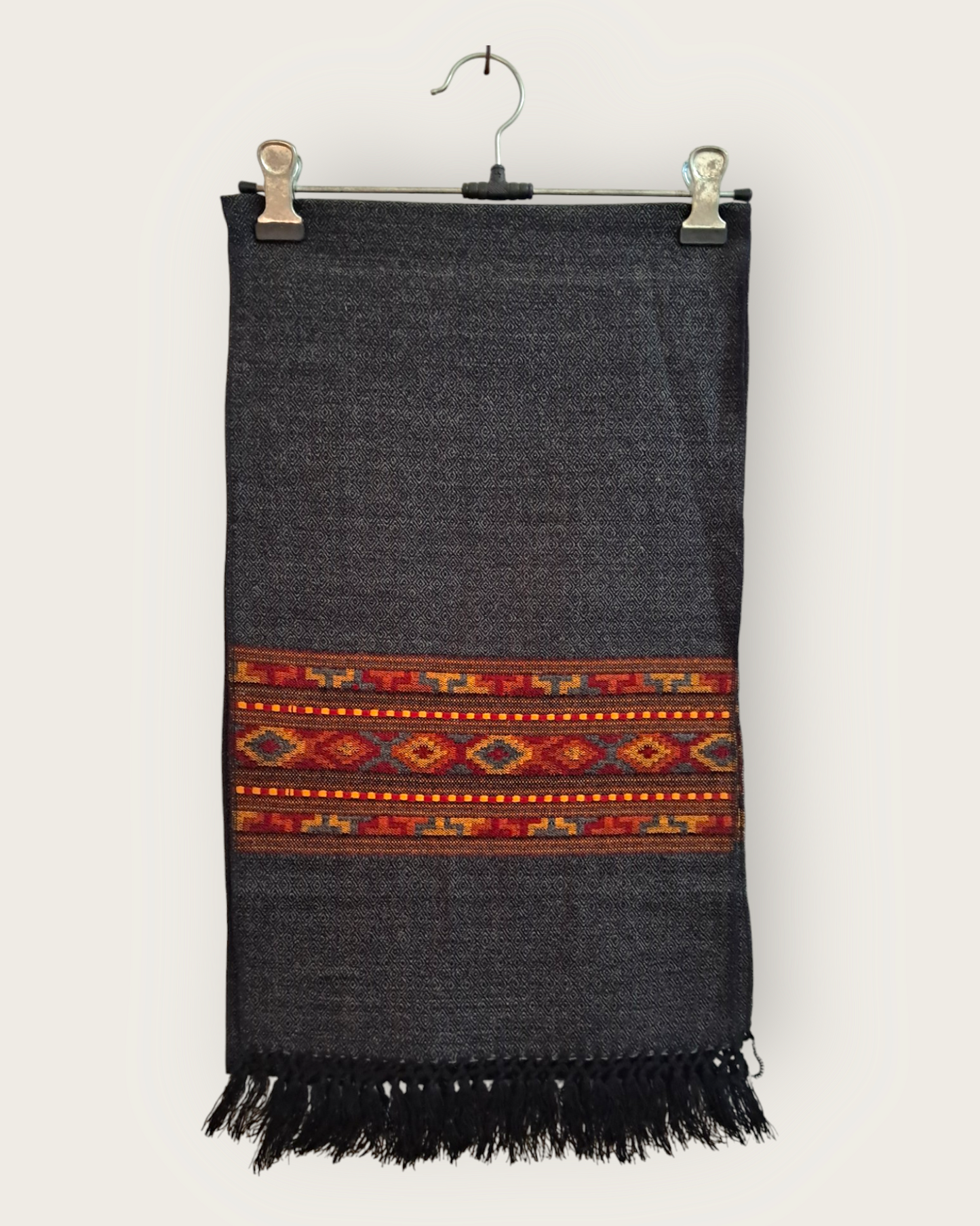 Kullu III Patti Grey Wool Muffler – Handcrafted with Traditional Designs for Ultimate Warmth and Style by Himalyan Threads