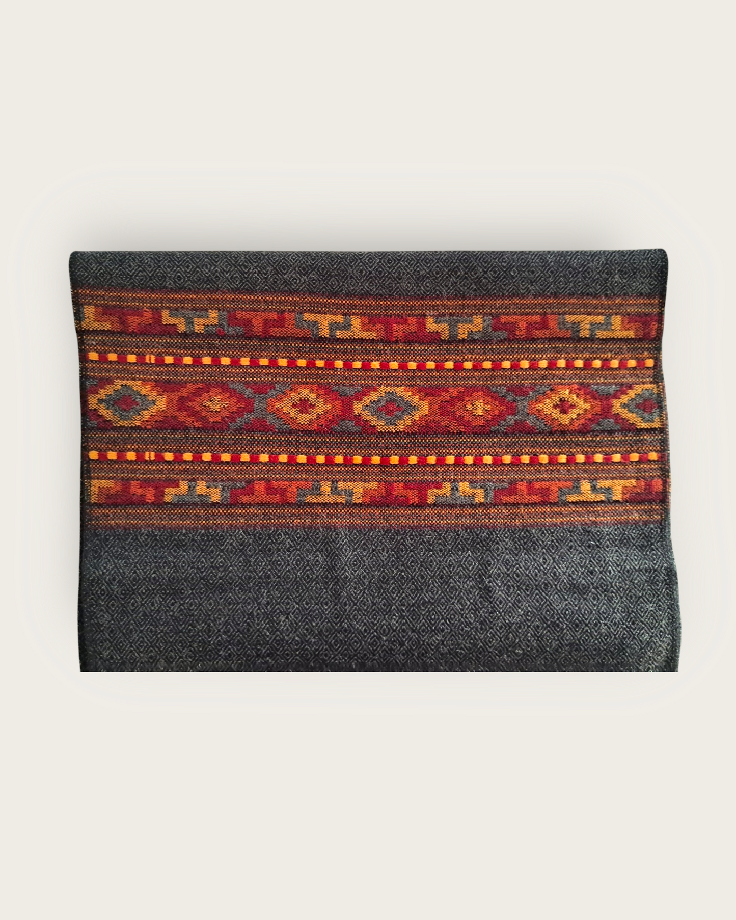 Kullu III Patti Grey Wool Muffler – Handcrafted with Traditional Designs for Ultimate Warmth and Style by Himalyan Threads